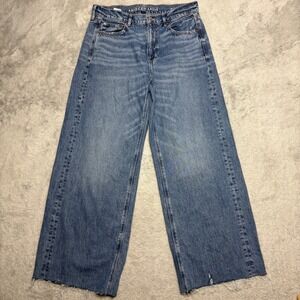 American Eagle Super High Rise Baggy Wide Leg Jean‎ 8 Lightweight 
Loose READ